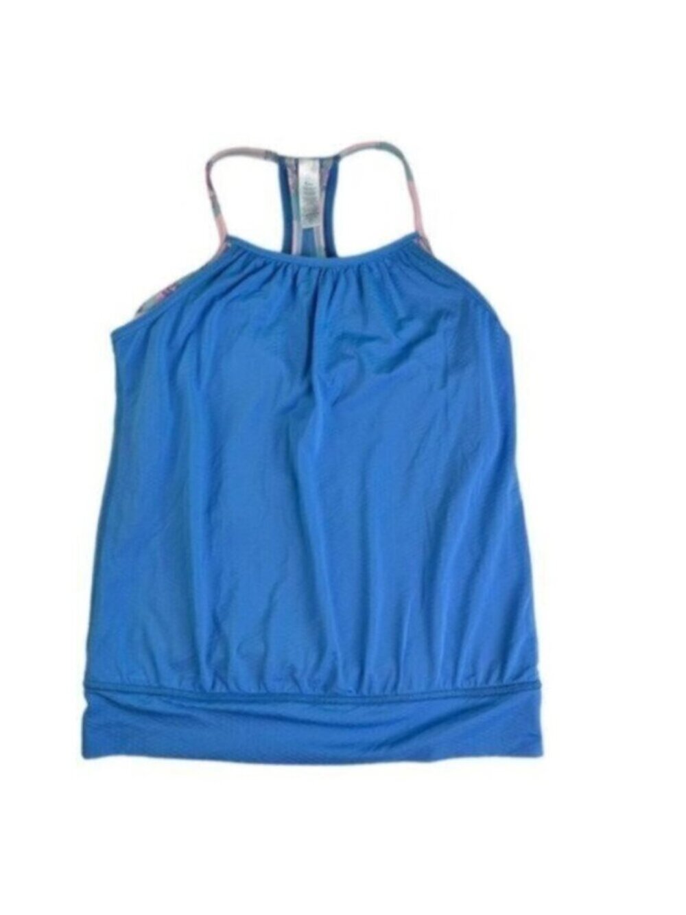 Ivivva | Blue & Pink Print Double Dutch Athletic Racerback Top Big Girl Size 12
